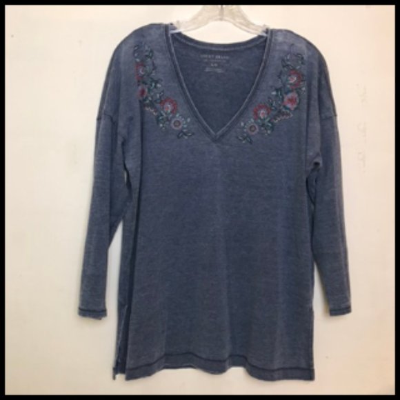 Lucky Brand Tops - Lucky Brand Distressed Style Floral Detail Top